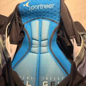 Sportneer Men's Black and Blue Striped Cycling Shorts, Size L